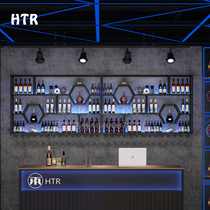 Industrial Winder rack KTV bar wall-mounted red wine shelf restaurant against the wall glowing wine cabinet wall