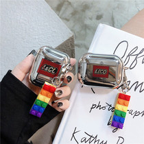 Minimalist electrosilvered Lehigh building blocks with necklace Applicable airpods protective sleeves Creative airpodspro shell Apple Wireless Bluetooth headsets Silicone Soft Airpods