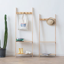 Cloth rack floor vertical household door jacket hanger clothesBedroom multi-functional shelf solid wood