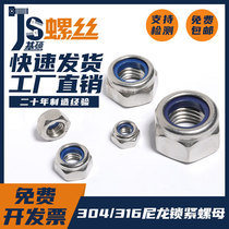 M2M2 5M3-M20 304 316 stainless steel nylon lock nut fine tooth nut anti-loose nut DIN985