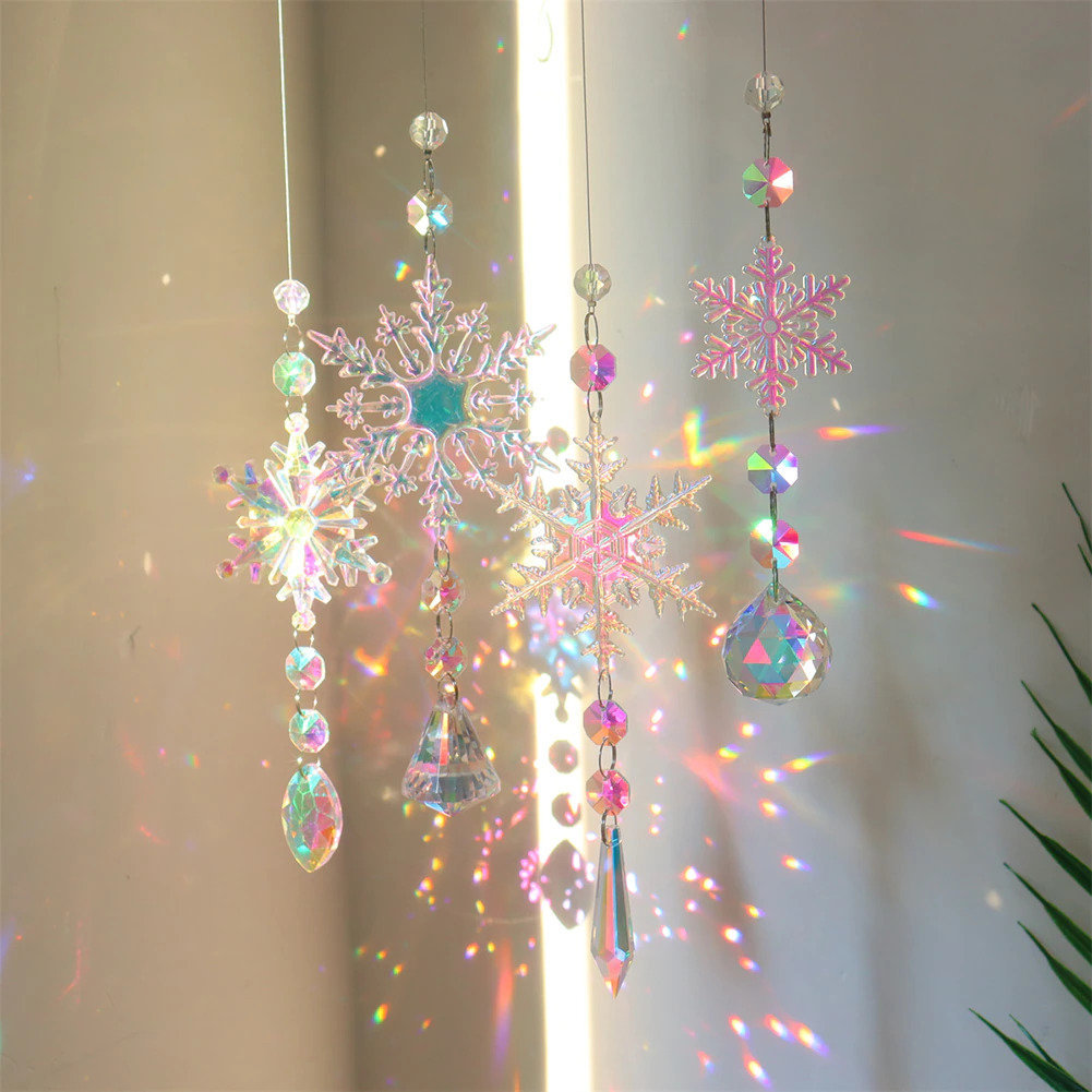 Sunshine Catcher Crystal Pendant Dazzling Snowflake Rainbow Light Shadow Windows Christmas Tree Decorations for Dream Nets-Taobao