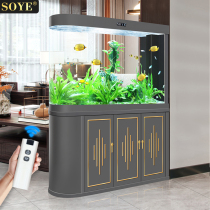 Sok a fish tank living room large 2023 new light and luxury bullet ecological aquarium smart partition screen home