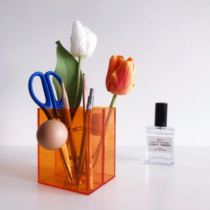 Creative acrylic transparent makeup brush storage tube multi-purpose pen holder porch art decoration dried flower vase