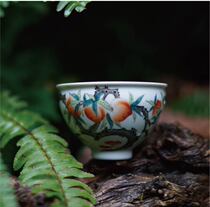Return tea tea master cup Ancient color auspicious nine peach single cup Master cup hand-painted
