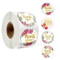 500 rolls thanks to sticker Adhesive Gift Gift Box Delight sugar accompanied by Courtesy Packaging Decoration Stick Takeaway Seal Sticker