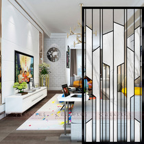 Simple fashion art glass custom entrance aisle screen partition Frosted double-sided look effect geometric figure