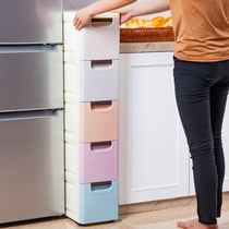 Kitchen cabinet storage tiered rack Pull-out bedside slit storage cabinet narrow and long gap multi-function floor drawer type