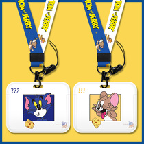 Horizontal cartoon girl cartoon pick-up kindergarten badge card set work card bus card set student campus staff work card lanyard citizen card label work card certificate protection set female