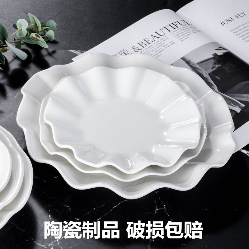 Pure white ceramic plate hotel restaurant hotel kitchen utensils after special specification of lotus leaf dish hot cold dishes