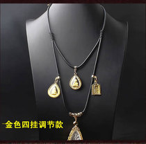 Leather rope Thai Buddha brand chain double hanging three hanging four hanging five hanging adjustable leave-in Buddha lanyard Pendant rope