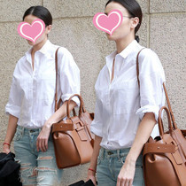 22 Spring and Autumn Song Jia star the same white shirt female cotton loose bf boyfriend style shirt casual professional work clothes