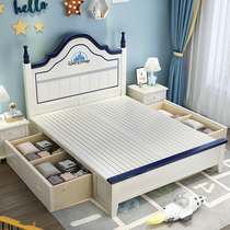 2022 new childrens bed Boy solid wood Single beds 1 5 m teenagers modern minimalist storage American childrens beds