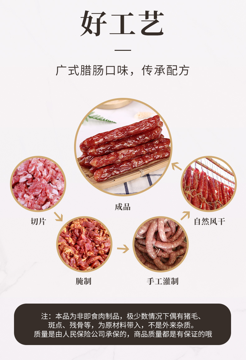 名香园！广式风味腊肠250g