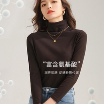 Traceless thermal underwear women's spring and autumn thin semi-high collar bottoming shirt padded plus velvet autumn clothes wear a single coat winter