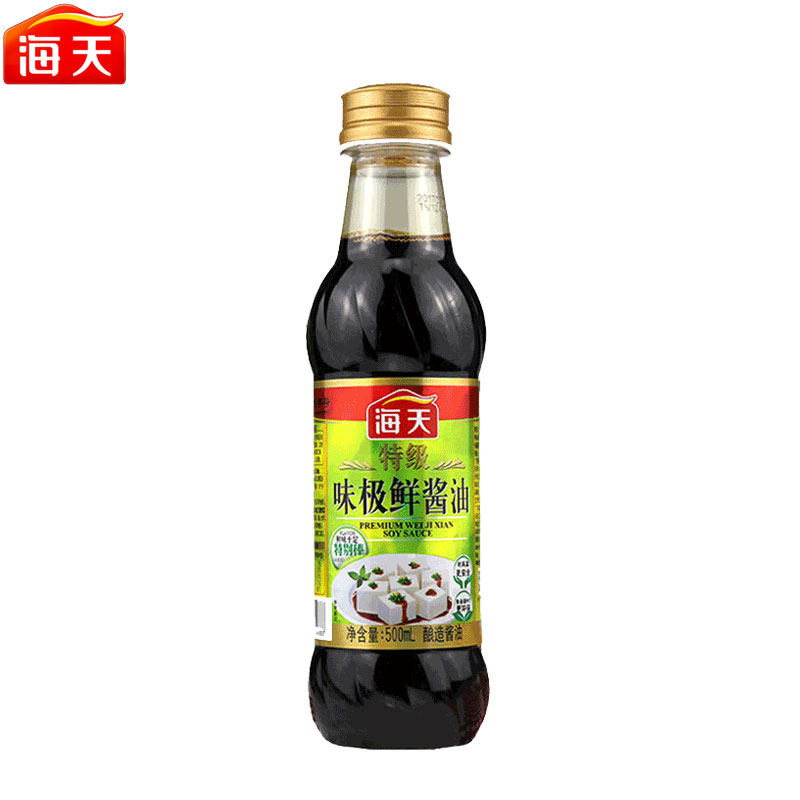 海天特级味极鲜酱油500ml*1瓶炒菜蘸酱凉拌非转基因酿造调味生抽