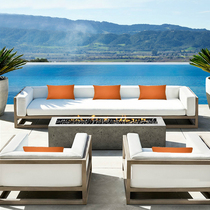 Outdoor Sofa Base Hotel Open-air Villa Patio Balcony Sofa Brief Modern Light Lavish Leisure Furniture Combination