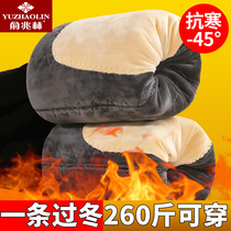 俞兆林东北棉毛裤男士冬季加绒加厚特厚三层防风护膝高腰弹力大码