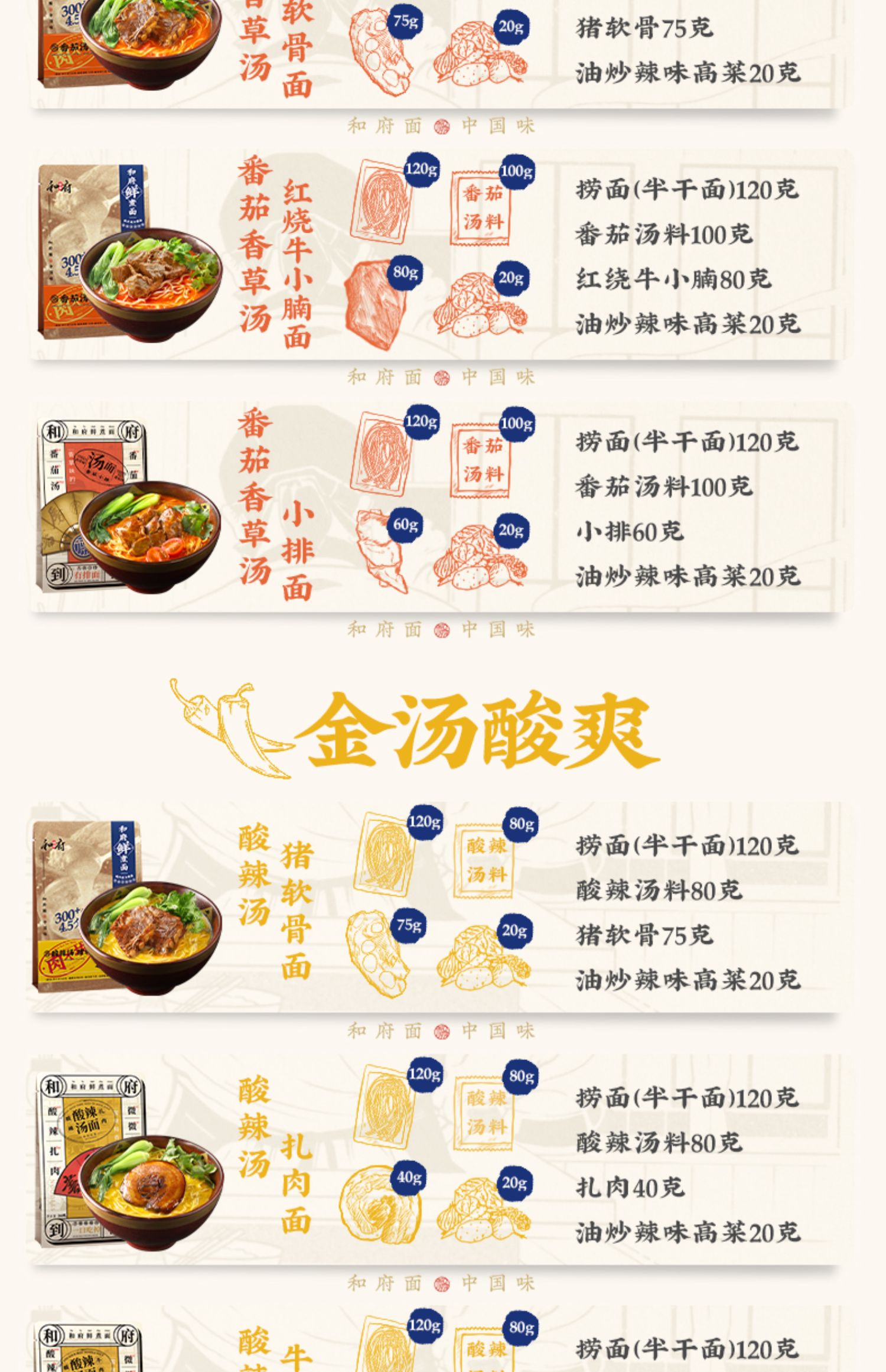 【门店同款】和府捞面鲜煮面新口味4份装