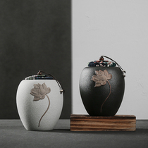 Kitty Dog Death Bone Ash Case in Bone Ash Case universal paragraph Relief Zen Lotus Pet Cremated Ashes containing Urn Jar