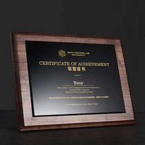 Walnut solid wood medal authorization card custom-made honor certificate appointment plaque gold foil wooden support wooden franchise card