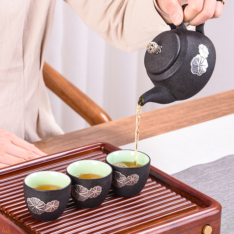 Japanese heavy bamboo tea tray up tea set teapot teacup small household contracted kung fu tea saucer