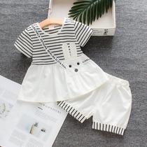 Girls summer clothes 2021 new foreign baby 1 a 3 years old 4 baby children summer Korean dress two pieces
