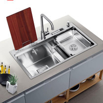 Kitchen stepped multifunctional manual large single sink sink 304 stainless steel sink high and low steps vegetable basin