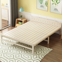 Modern minimalist folding bed sturdy and durable portable office lunchtime single home solid wood double simple bed