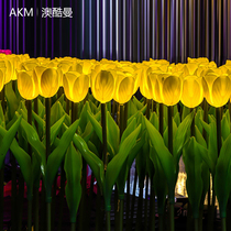 Solar led luminous tulip lamp outdoor waterproof courtyard lamp Landscape brightening with lawn decorative lamp