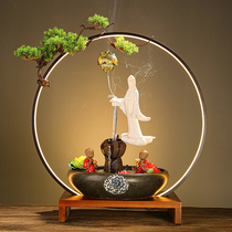Creative Avalokitesvara Bodhisattva water flow home move new home LED lights big ornaments home living room decorations
