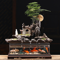 Opening gift desktop fish tank zen lucky running water device entrance Feng Shui wheel decoration crafts Home decoration