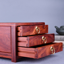 Mahogany jewelry box solid wood three layer Tea Box storage box Chinese retro large capacity wooden storage box