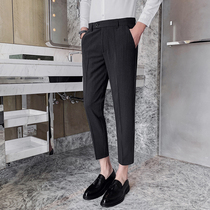 Spring and Autumn Casual Pants Mens ankle-length pants Korean version of the trend Slim Stripe