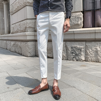 2021 summer new mens business casual pants English style slim foot pants mens small trousers ankle-length pants size