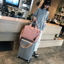 2021 new trendy travel bag womens large-capacity portable light luggage bag can be set trolley business trip short-distance storage bag