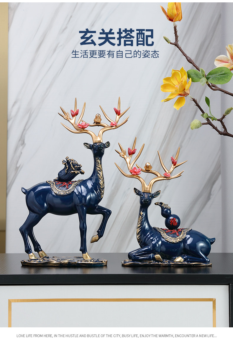 招财福鹿摆件客厅电视柜酒柜玄关乔迁新居结婚礼物软装家居饰品