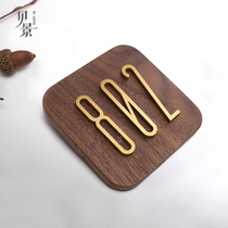 Nordic ins style simple walnut house number household brass digital house number number plate room retro homestay