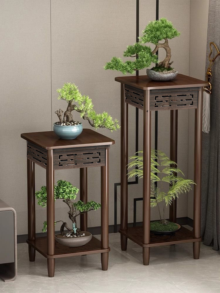 实木花架子盆栽室内落地式客厅小阳台托架展示新中式花盆摆件置物