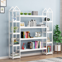 Bookshelf floor simple simple storage shelf steel wood multi-layer storage shelf living room iron display shelf bookcase rack