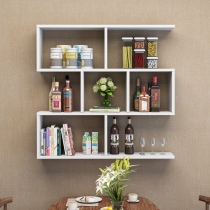 Wall shelf wall hanging wall lockers hanging cabinet wall cabinet modern simple solid wood bookshelf creative grid