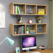 Solid wood wall shelf non-perforated wall wall cabinet bedroom partition hanging cabinet living room creative lattice bookshelf