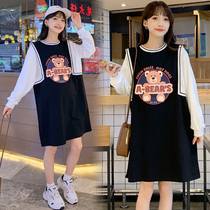 Large code pregnant womans sweatshirt dress in dress spring and autumn clothes with loose cover T-shirt dress Fat MM200 catty blouse