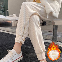 Large Code Pregnant Woman Pants Winter Plus Suede Thickened Outer Wear Autumn Winter Sports Casual Broadlegged Underpants Trousers Long Pants 200 Catty