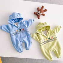 Baby one-piece clothes autumn and winter style with velvety thickened male and female baby cartoon lovely deep autumn foreign air toddler Harvest winter