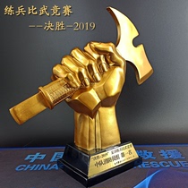 Golden axe cup competition prize fire waist axe sculpture Flame Blue leaving the team business assessment souvenir