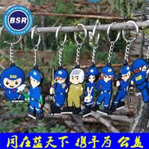 Cartoon Blue Sky Rescue Paparazzi Key Button BSR Blue Elf Volunteer Bag Accessories Doll Pendant Bifacial Styling