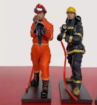 Retrograde Fireman doll event prize Hello flame Blue Friend model desktop decoration sculpture 119th