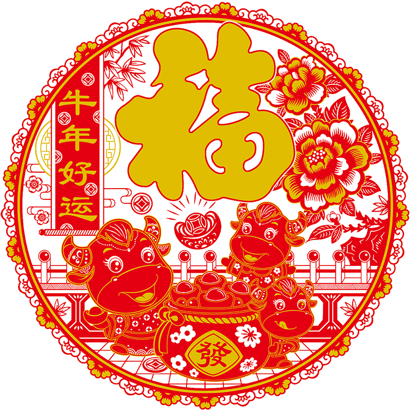 2021新年牛年春节装饰窗花贴