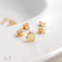14K gold bag color retention heart shaped beads love peach heart loose beads jewelry string decoration diy handmade jewelry hanging beads accessories