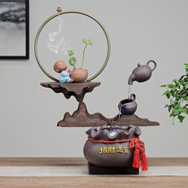 Chinese creative fortune treasure desktop living room decoration home opening gift fish tank ceramic fountain flowing water ornaments